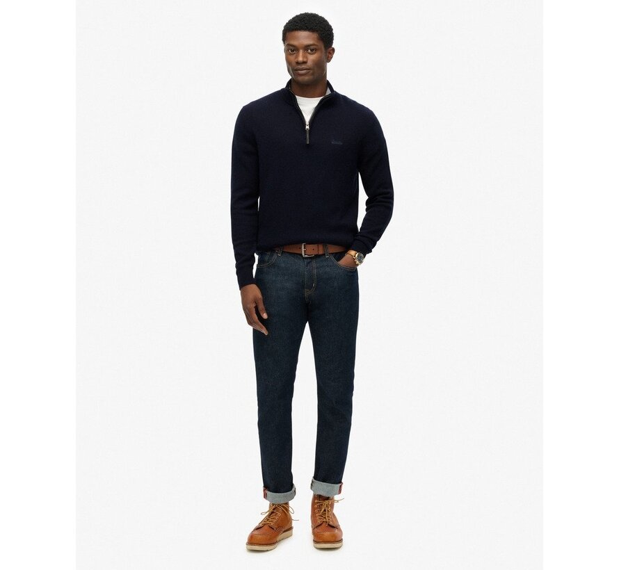 WOOL BLEND HALF ZIP JUMPER Charred Navy Marl (M6110688A - H5C)