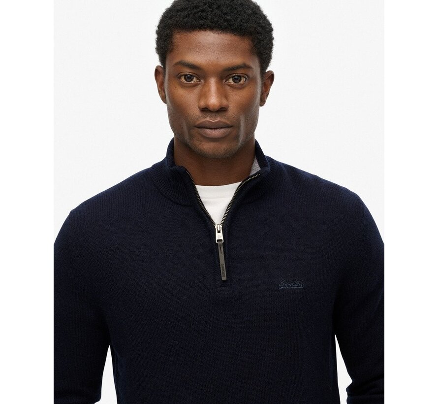 WOOL BLEND HALF ZIP JUMPER Charred Navy Marl (M6110688A - H5C)