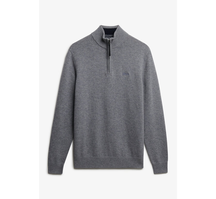 WOOL BLEND HALF ZIP JUMPER Blue Grey Marl (M6110688A - H4R)