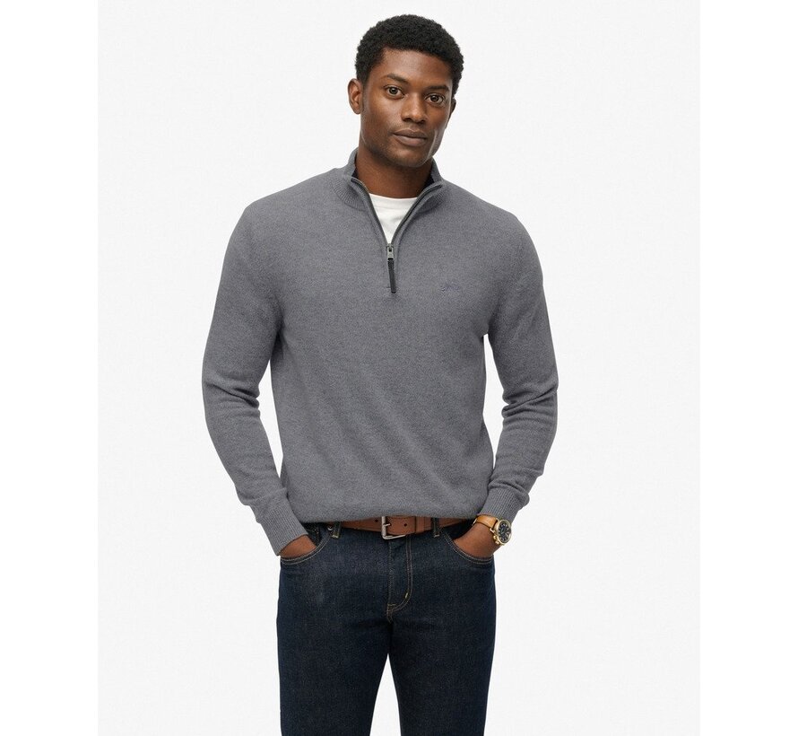 WOOL BLEND HALF ZIP JUMPER Blue Grey Marl (M6110688A - H4R)