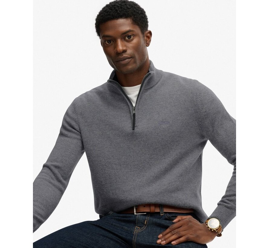 WOOL BLEND HALF ZIP JUMPER Blue Grey Marl (M6110688A - H4R)