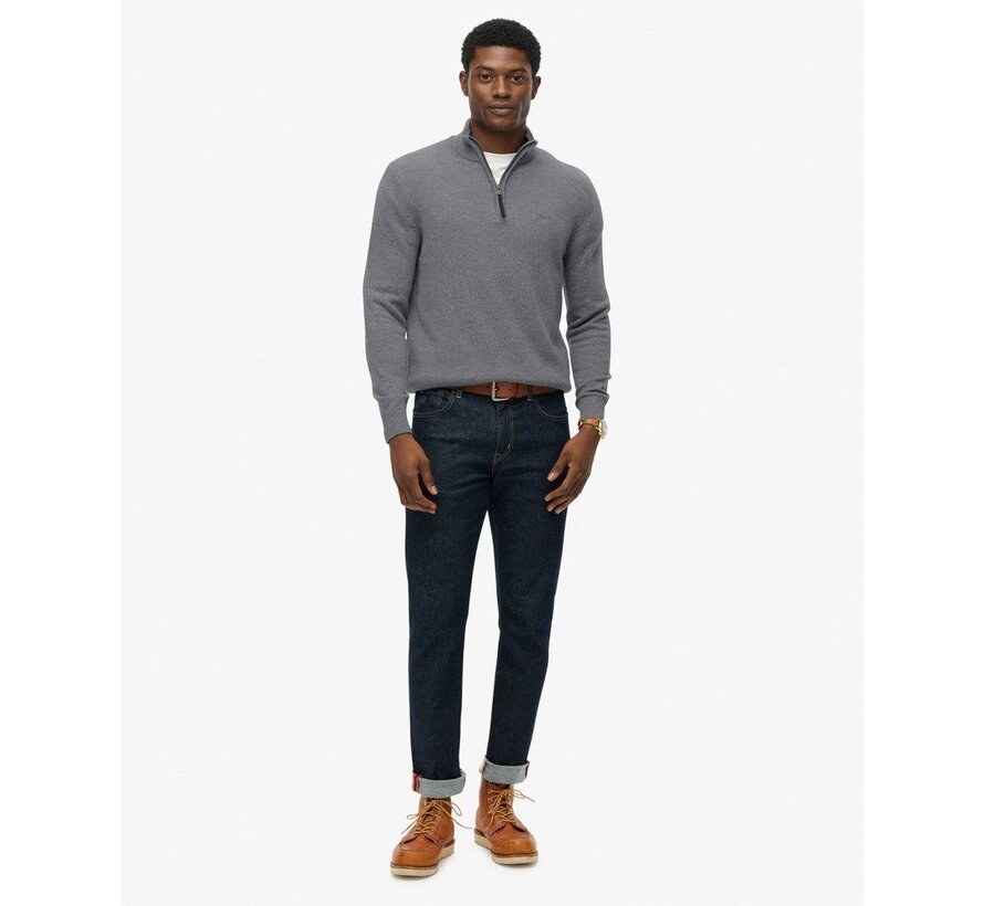 WOOL BLEND HALF ZIP JUMPER Blue Grey Marl (M6110688A - H4R)