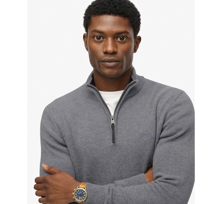 WOOL BLEND HALF ZIP JUMPER Blue Grey Marl (M6110688A - H4R)