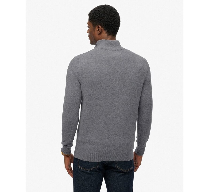 WOOL BLEND HALF ZIP JUMPER Blue Grey Marl (M6110688A - H4R)