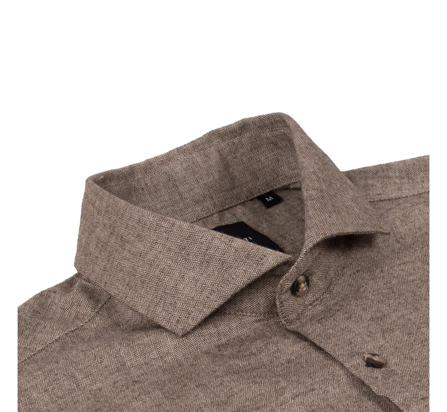 FIDILIO | Small herringbone shirt Light brown (TRSHJE454 - 401)
