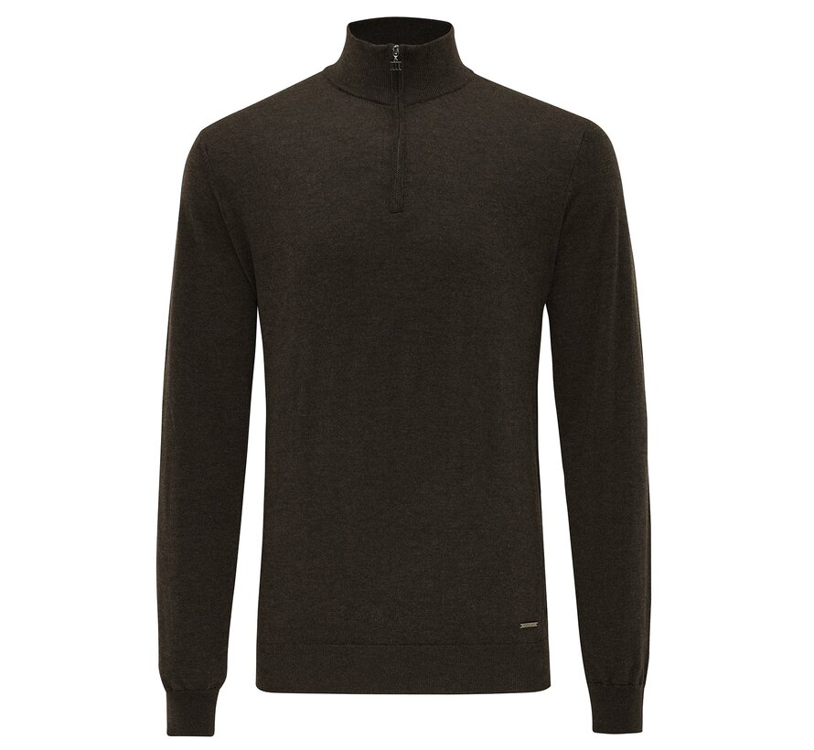 FIRENZE | Stretch half zip Dark brown (TRKWJE131 - 402)