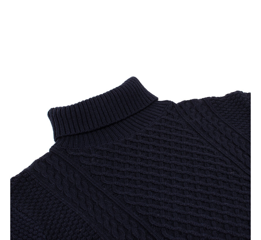 FIORENZO | Cable knit roll neck Navy (TRKWJE126 - 803)
