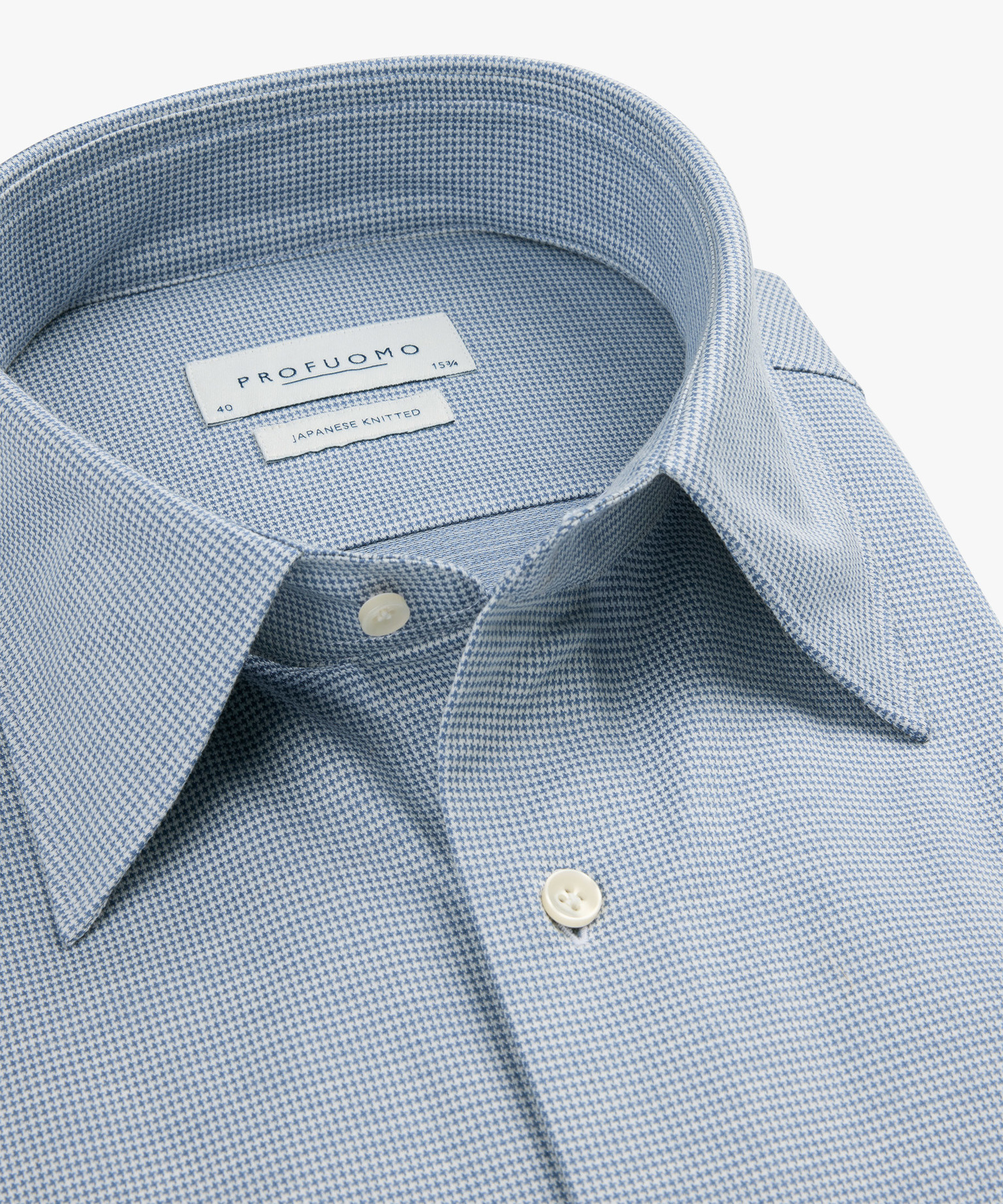 Profuomo Japanese Knitted Overhemd X-Cutaway SF Blue   Profuomo