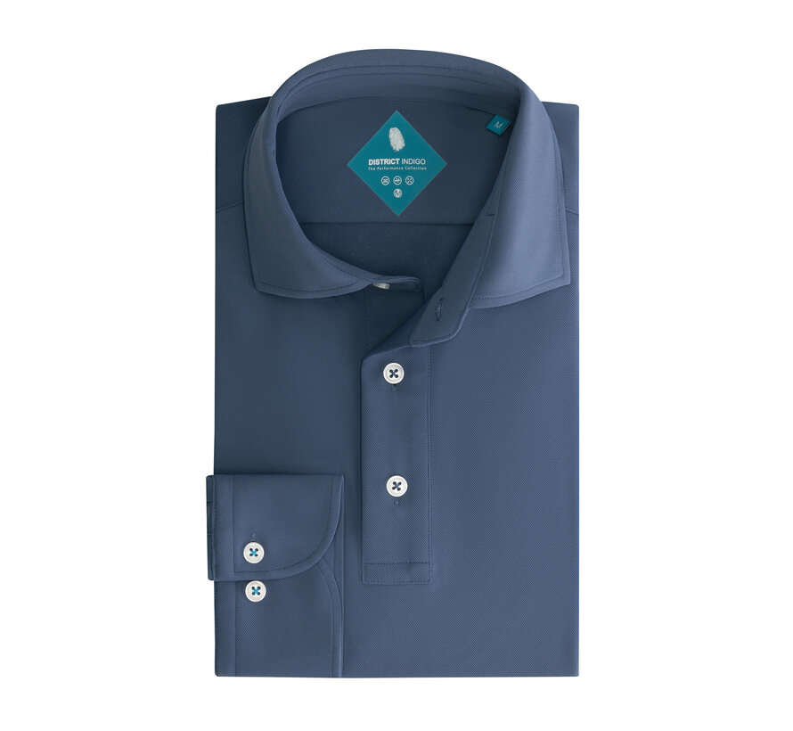Pique Performance Polo LS Steel Blue  (7.42.410.780 - 014)