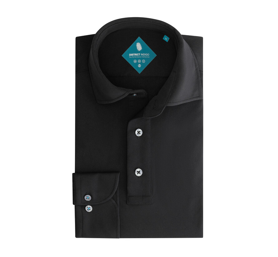 Pique Performance Polo LS Black  (7.42.410.780 - 020)