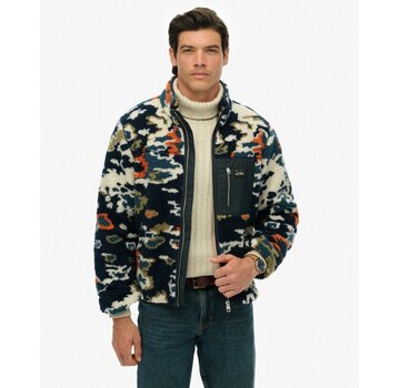 Superdry PRINTED FLEECE ZIP THRU Lichen Print (M2014287A - HYW)