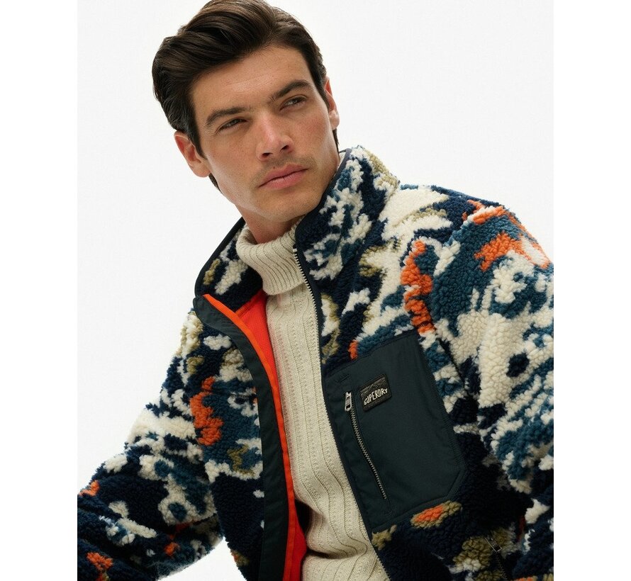 PRINTED FLEECE ZIP THRU Lichen Print (M2014287A - HYW)
