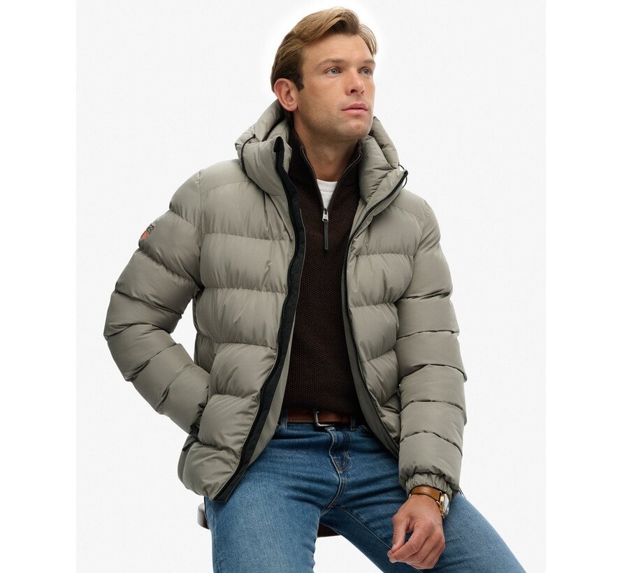 HOODED SPORTS PUFFER JACKET Light Khaki Green (M5011905A - 1KH)