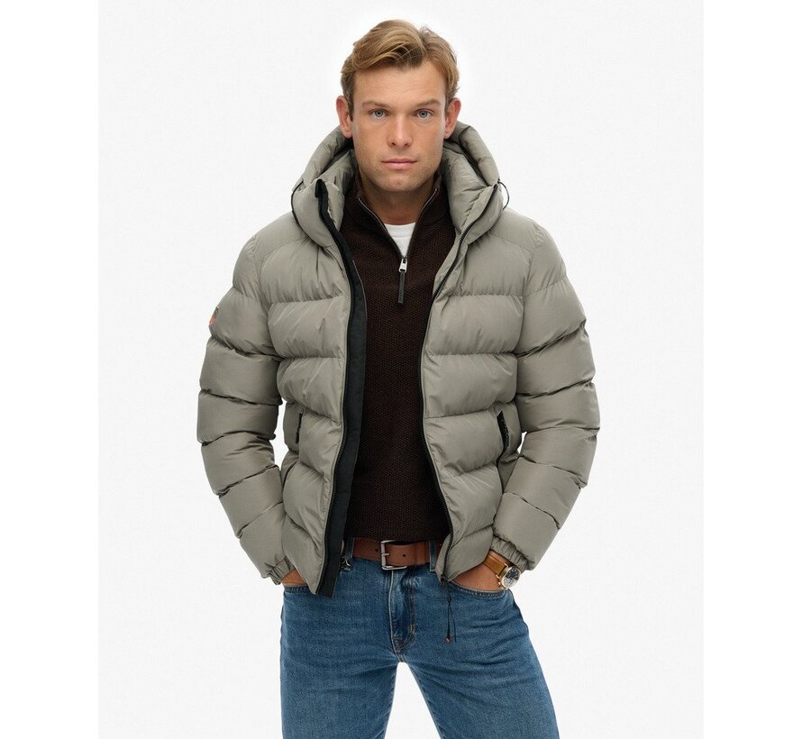 HOODED SPORTS PUFFER JACKET Light Khaki Green (M5011905A - 1KH)