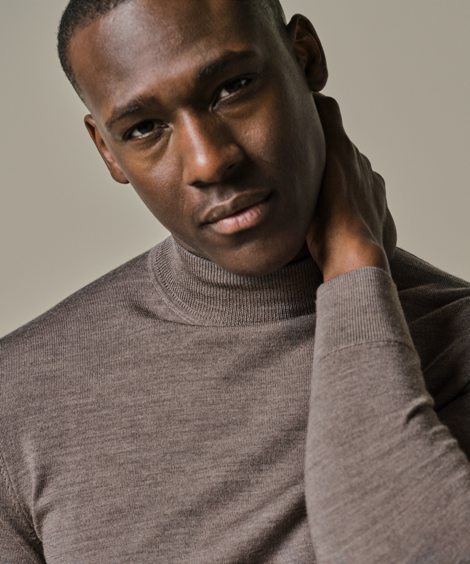 Profuomo PULLOVER MOCK NECK TAUPE  XL Profuomo