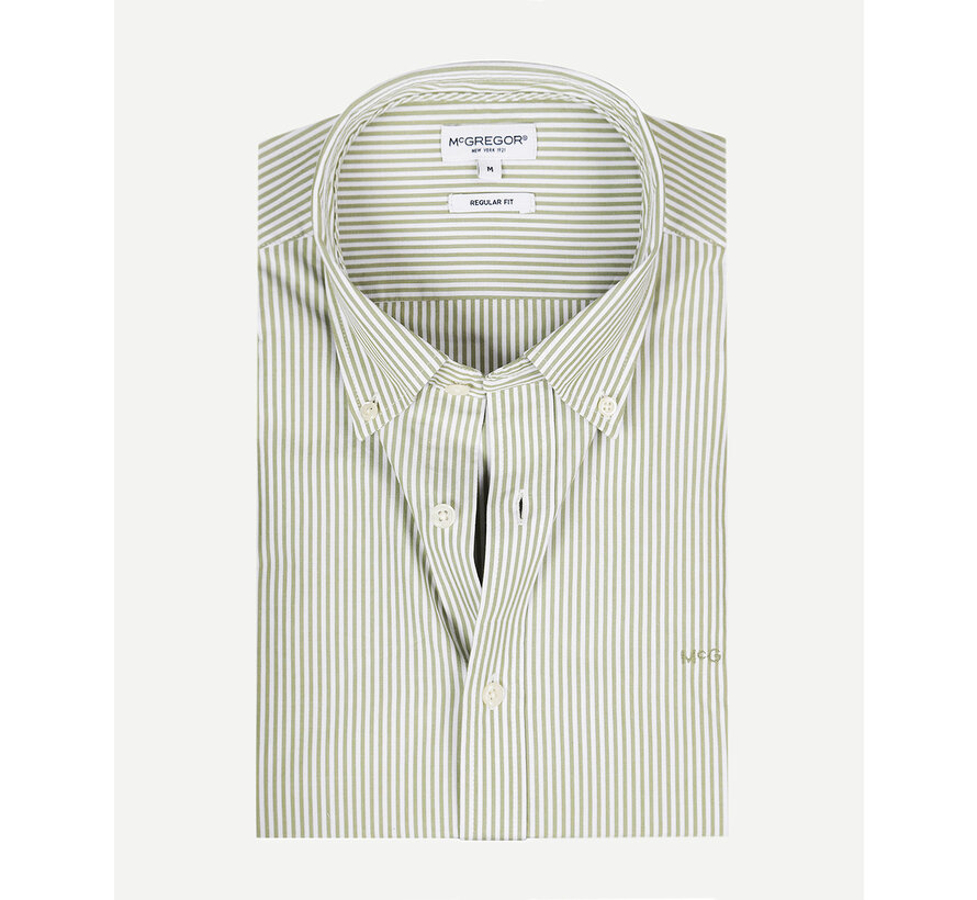 Overhemd Poplin Stripe Peached Shirt Moss (MM999.6001.05 - 5006)