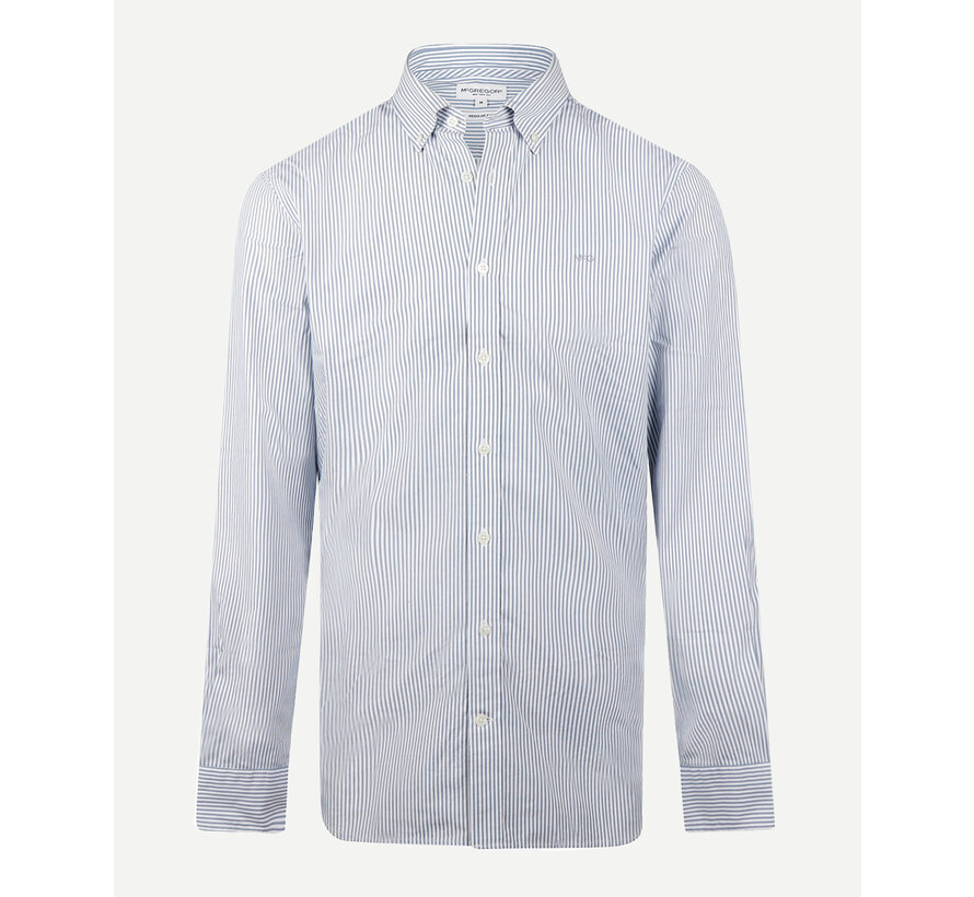 Overhemd Poplin Stripe Peached Shirt Blue (MM999.6001.05 - 2015)