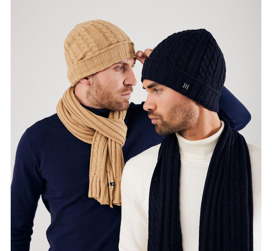 ELDOR Cable knitted scarf Navy (TRSCFE102 - 803)