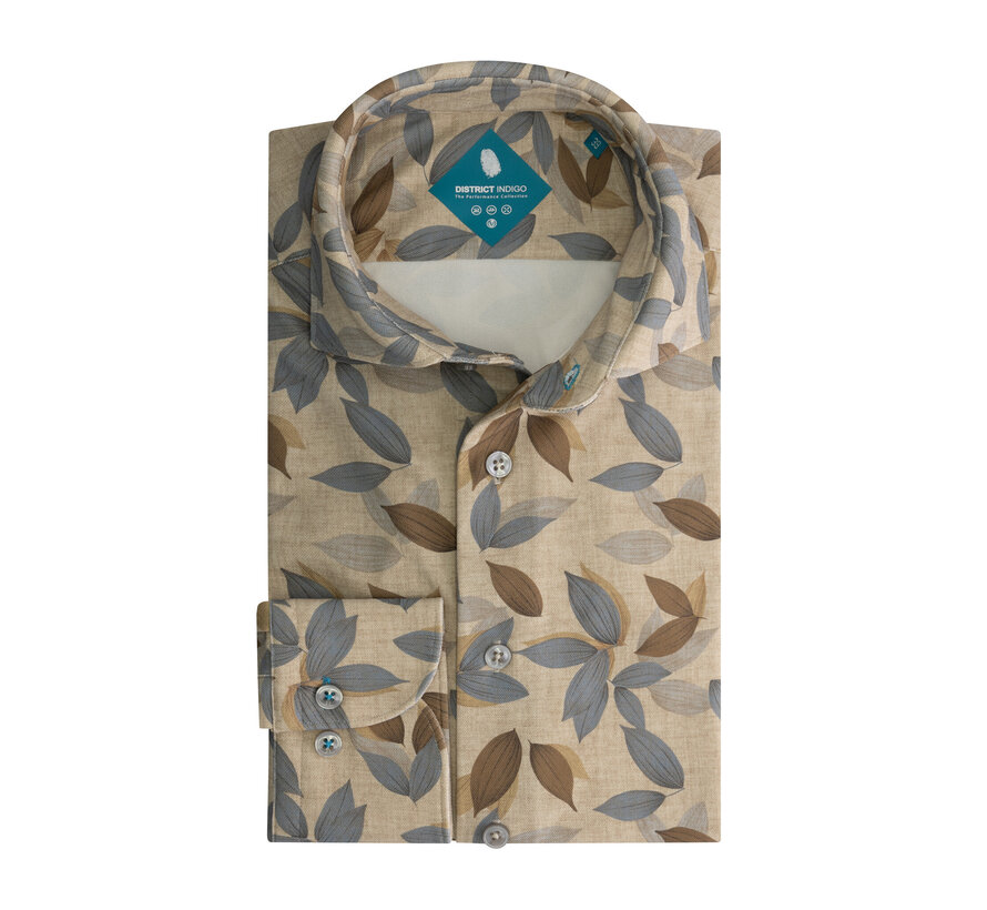 Overhemd Pique Performance Print Multi Flower Blue (7.42.025.779 - 316)