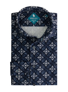 District Indigo Overhemd Performance Pique Print Dark Blue / White (7.42.025.782 - 310)