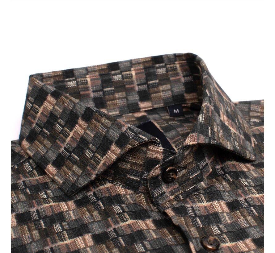 DOMENICO Shirt with small herringbone combi Green (TRSHIE392 - 900)