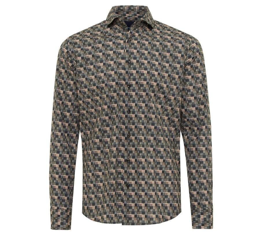 DOMENICO Shirt with small herringbone combi Green (TRSHIE392 - 900)