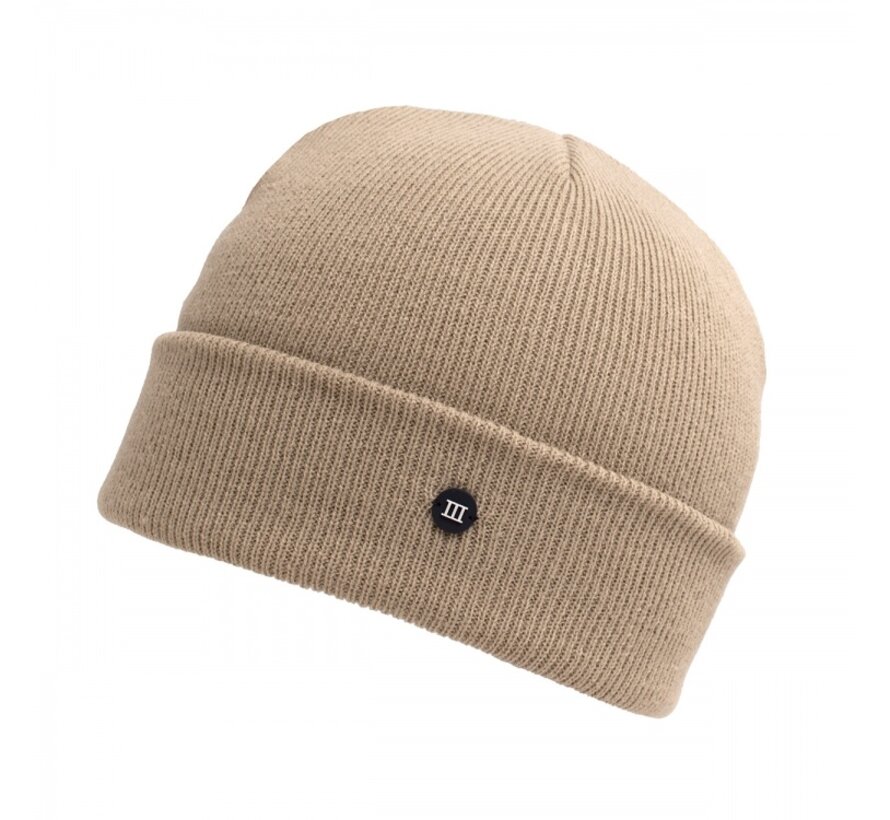 SVEN Fine knitted beanie with rubber logo III Beige (TRHTHE074 - 101)