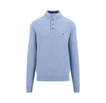 Fynch Hatton Trui Button Structure Cloud Blue (1411 318 - 625)