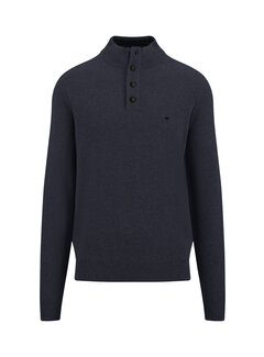 Fynch Hatton Trui Button Structure Navy (1411 318 - 690)