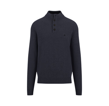Fynch Hatton Trui Button Structure Navy (1411 318 - 690)