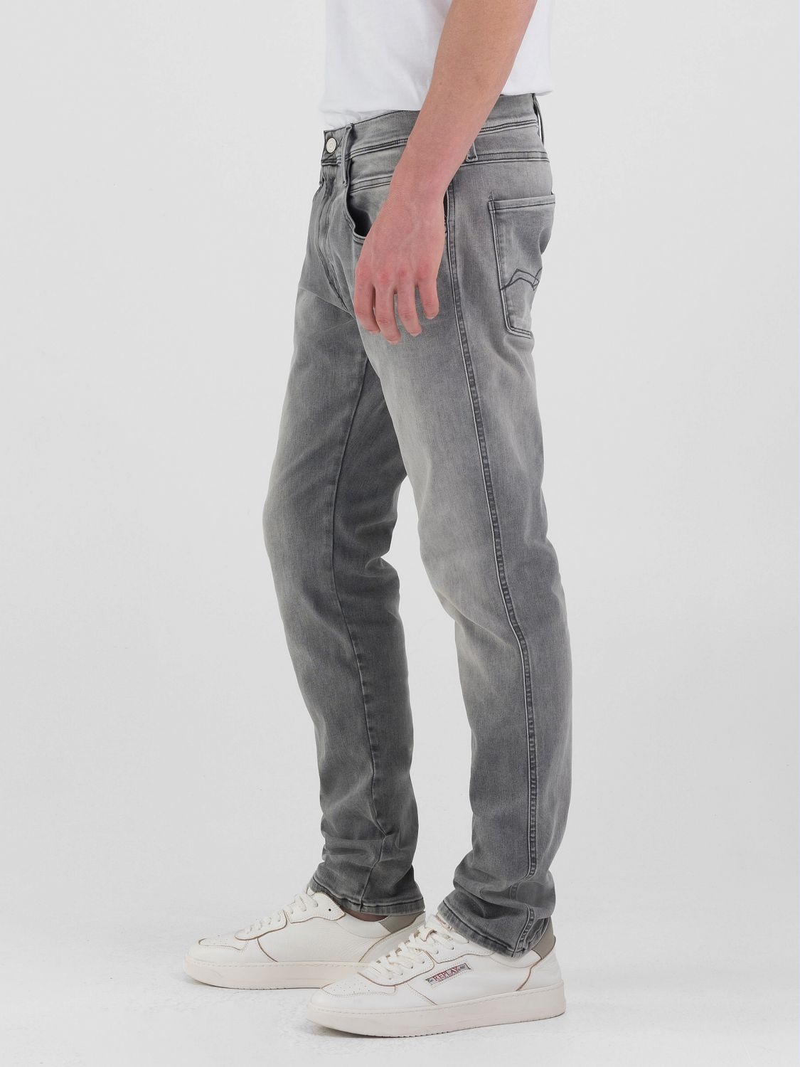 Replay Hyperflex Jeans Anbass Stretch Denim Medium Grey - Replay