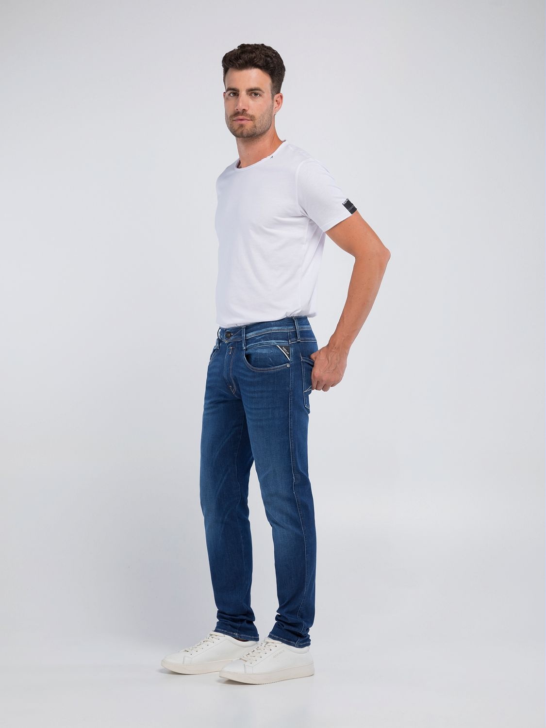 Replay Hyperflex Jeans Red Cast Indigo Stretch Denim Medium Blue - Replay