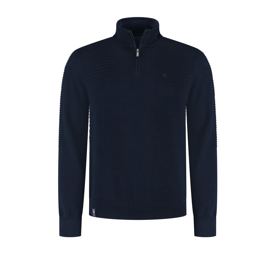 Pullover half zip ribs at side Navy (52.1118 - 110)