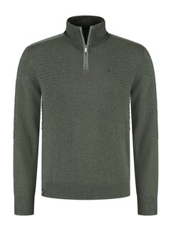 Fellows United Pullover half zip ribs at side Green Moss (52.1118 - 173)