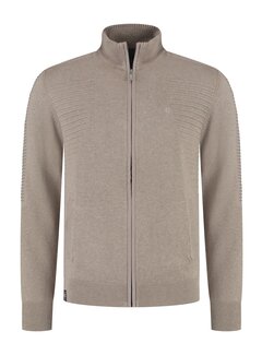 Fellows United Cardigan horizontal ribs at s Mid brown (52.1117 - 143)