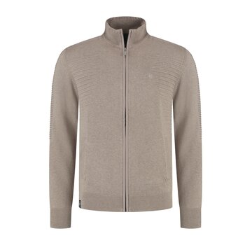 Fellows United Cardigan horizontal ribs at s Mid brown (52.1117 - 143)