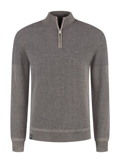 Fellows United Pullover half zip plated tuck Mid brown (52.1120 - 143)