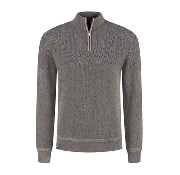 Fellows United Pullover half zip plated tuck Mid brown (52.1120 - 143)