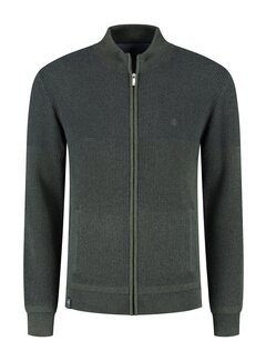 Fellows United Cardigan plated tuck knit Green Moss (52.1121 - 173)