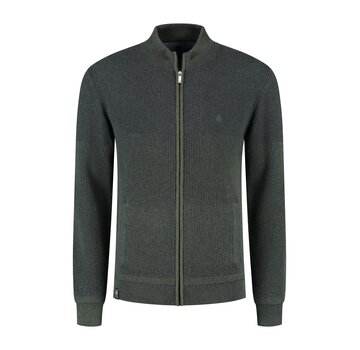 Fellows United Cardigan plated tuck knit Green Moss (52.1121 - 173)