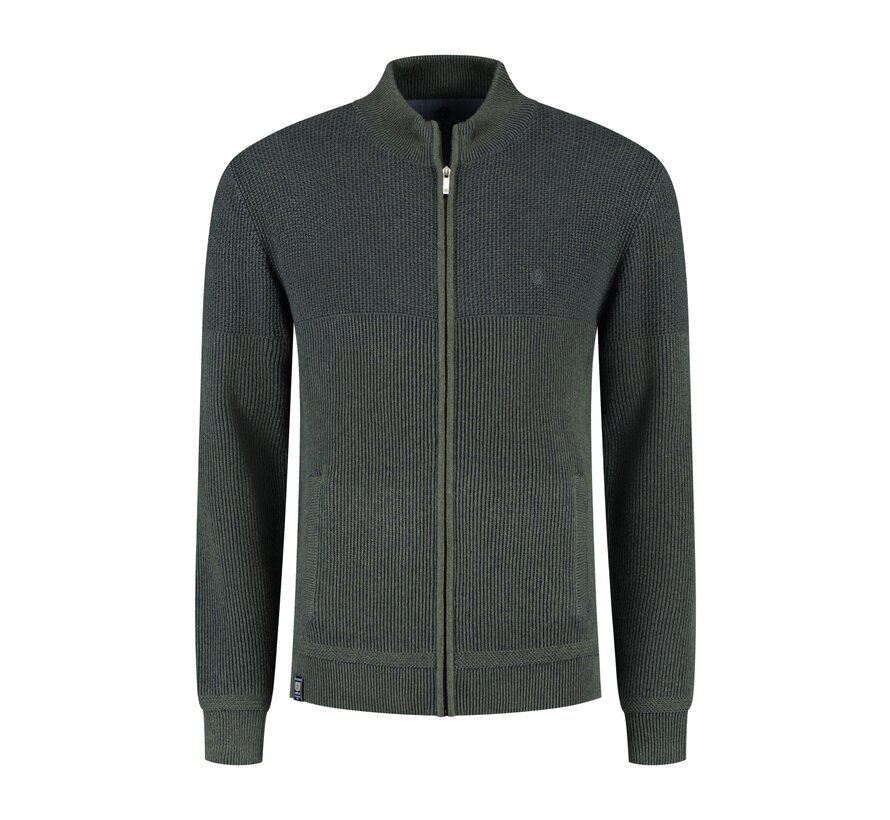 Cardigan plated tuck knit Green Moss (52.1121 - 173)