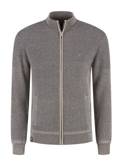 Fellows United Cardigan plated tuck knit Mid brown (52.1121 - 143)