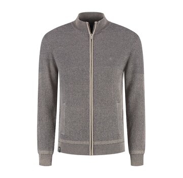 Fellows United Cardigan plated tuck knit Mid brown (52.1121 - 143)