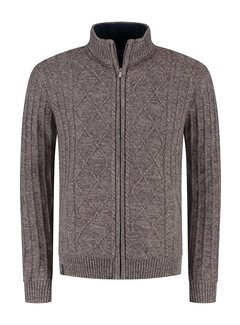Fellows United Cardigan with sherpa lining Mid brown (52.1123 - 143)