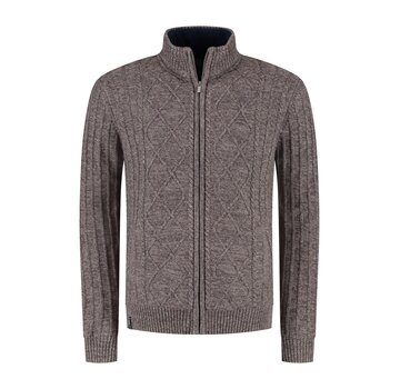 Fellows United Cardigan with sherpa lining Mid brown (52.1123 - 143)