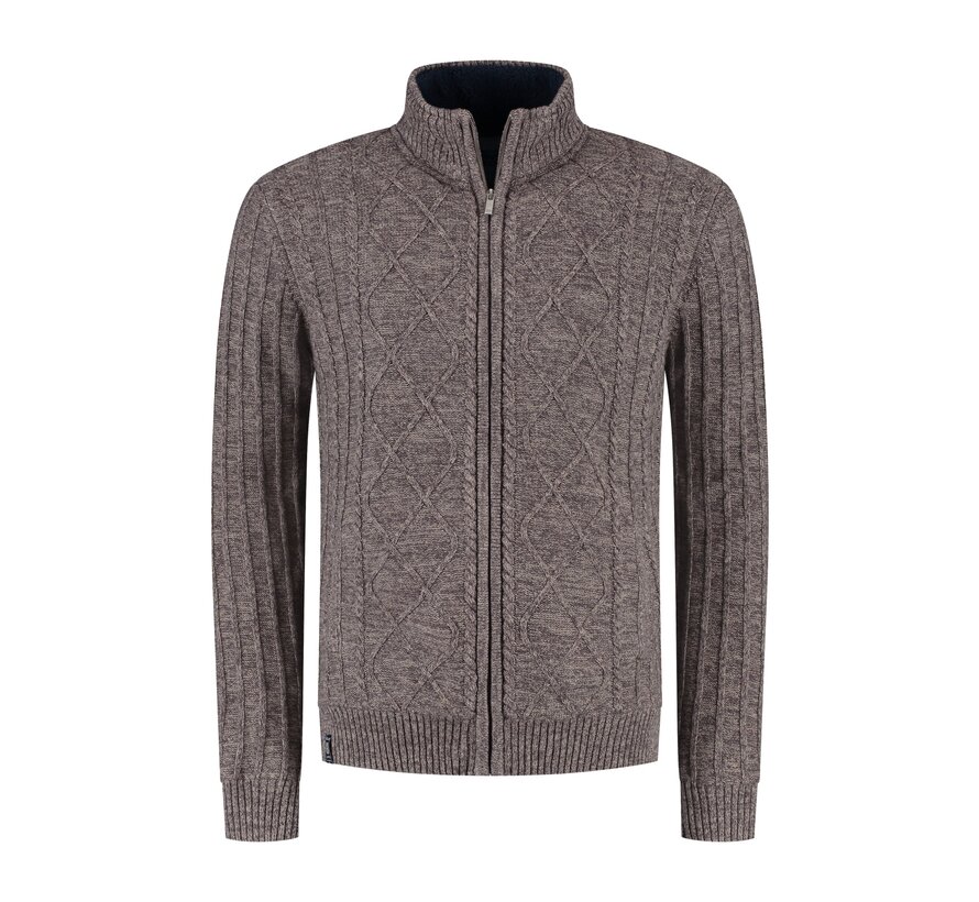 Cardigan with sherpa lining Mid brown (52.1123 - 143)