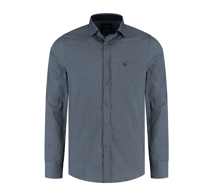 Shirt lange mouw small circles Mid blue (52.6502 - 116)