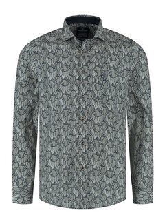 Fellows United Shirt lange mouw leaves Green Moss (52.6503 - 173)