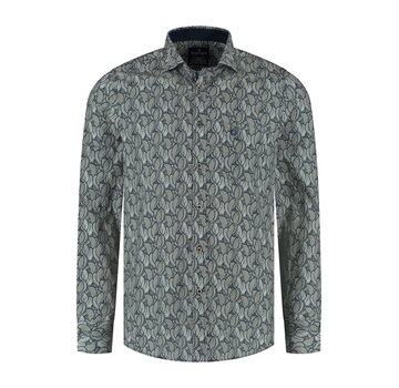 Fellows United Shirt lange mouw leaves Green Moss (52.6503 - 173)