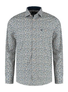 Fellows United Shirt lange mouw leaves stretc Rust (52.6544 - 152)